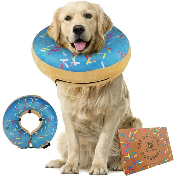 Dog Donut Collar | Great Alternative to a Traditional Dog Cone or a Soft Dog Cone Collar | Our Inflatable Dog Cone is an Excellent Cone for Dogs after Surgery | Dog Cones for Large Dogs (Blue)