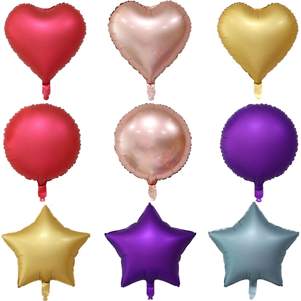 Solid Colour Helium/Air Foil Baloon Heart Round Star Shape Weding Birthday Party 