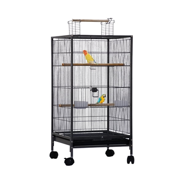 40 in Large Bird Cage with Play Open Top, Heavy Duty Metal Bird Flight Cage with Rolling Stand for Parakeets Finches Canaries Lovebirds Cockatiels Budgies
