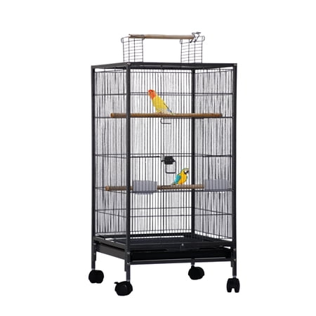 Bird Cage – Spacious 40 Inch Metal with Open Top Play Area, Heavy Duty Rolling Stand – Multiple Perches and Feeding Stations – for Parakeets, Finches, Canaries, Cockatiels, Budgies, Conures