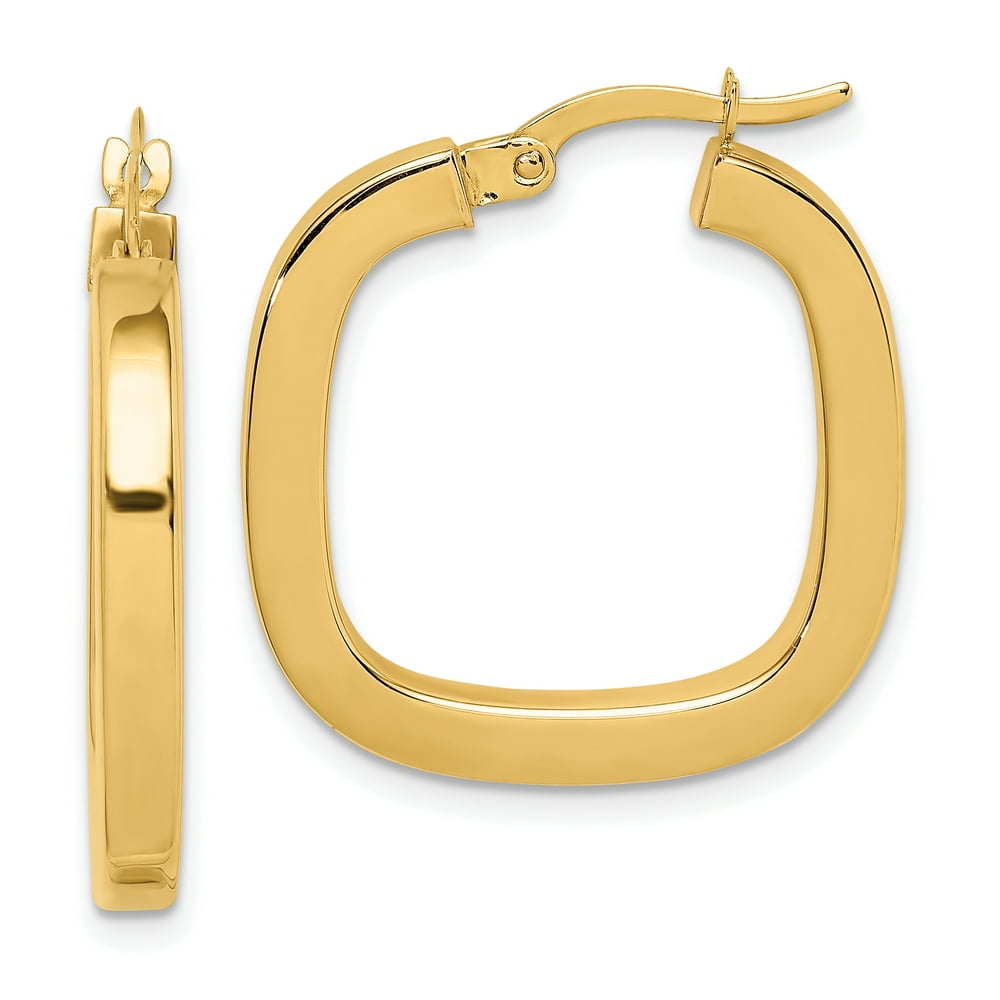 Saris and Things - 14K Yellow Gold Square Tube Hollow Hoop Earrings ...