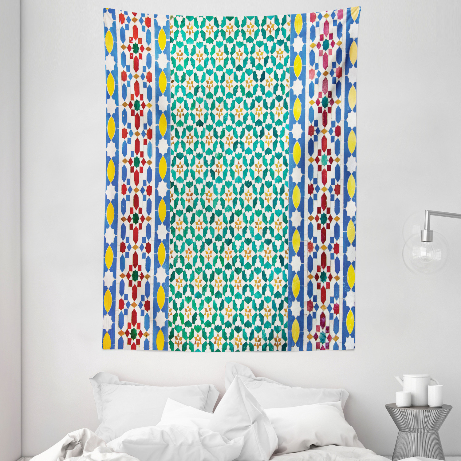 Moroccan Decor Wall Hanging Tapestry, colorful moroccan mosaic wall