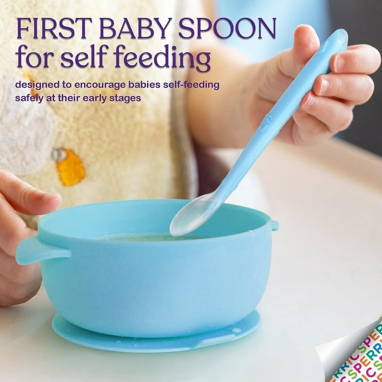 Best First Stage Baby Girls Spoons BPA Free, 4-Pack, Soft Silicone Baby  Spoons Training Spoon Gift Set for Infant (Blue)