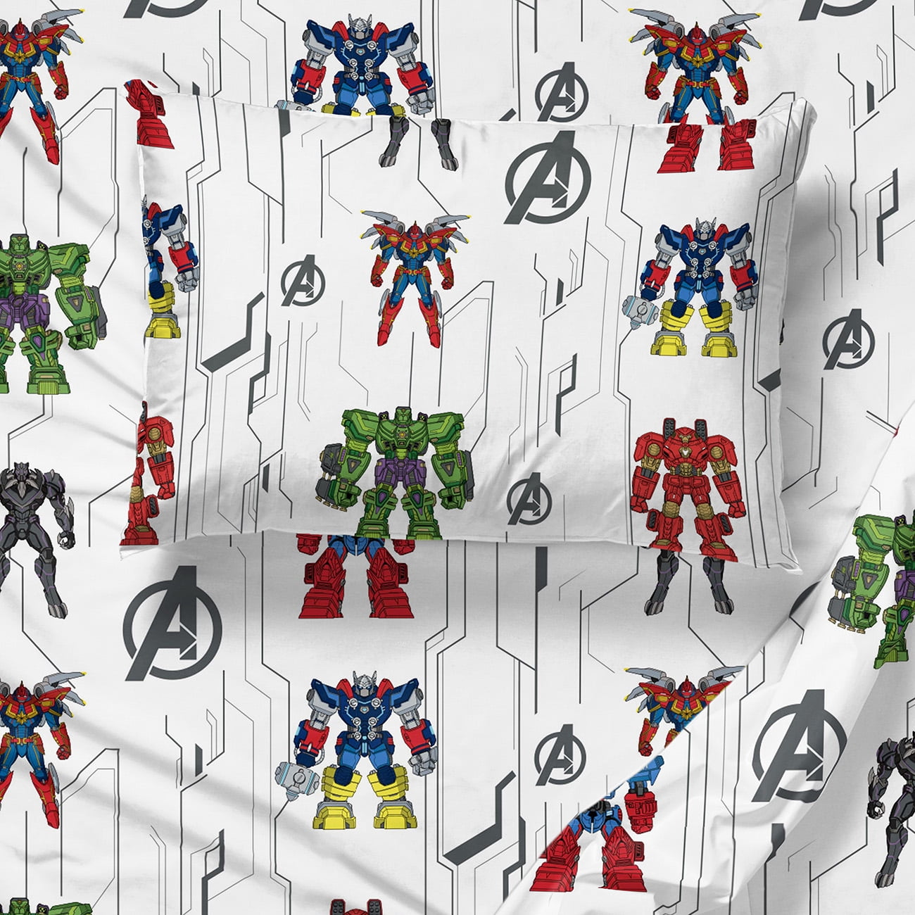 Marvel Avengers Mech Punch 4-Piece Childs Grey Microfiber Bed-in-a-Bag, Twin