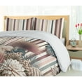 thumbnail image 3 of Ambesonne Floral Duvet Cover Set, Striped Back Exotic Flowers, Calking, Dried Rose Laurel Green, 3 of 4