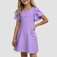 thumbnail image 5 of Zanarzt Toddler Girls Summer Dresses Girls Summer Short Sleeve Dress A Line Swing Basic Twirl Party Dresses Purple,7-8 Years, 5 of 8