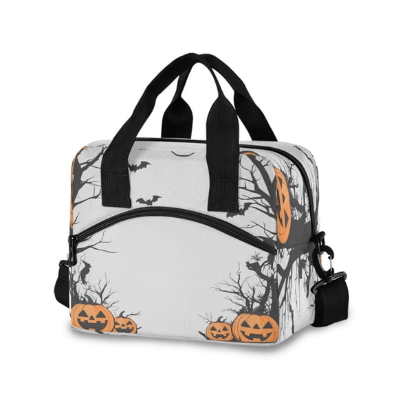 Meal Bag Large Capacity Handheld Lunch Bag Crossbody Insulated Bag for Office, Picnic, Travel Halloween with Spooky Trees