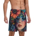 thumbnail image 2 of Pofeuu Bohemian Colorful Flower Woman Print Men's Soft Woven Elastic Waistband Sleep Pajama Short-Large, 2 of 6