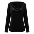 thumbnail image 4 of Tdoqot Girls Velvet T-Shirts- V-Neck Long Sleeve Soft Dressy Casual Party Tops Black Size 5, 4 of 6