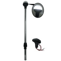 Pactrade Marine Boat LED All Round Anchor Plug-in Light Pole 24" Collar USCG SS with Plug-In Black Base Socket 2 Pins Wired 90 Degrees