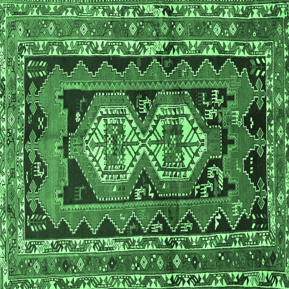 Ahgly Company Indoor Square Southwestern Emerald Green Country Area Rugs, 8' Square