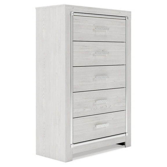 Pemberly Row 5 Drawer Chest in White