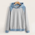 thumbnail image 4 of Yigetop Hoodie Sweatshirt for Women Women's Denim Patchwork Hoodies Sweatshirts Cute Long Sleeve Soft Casual Pullover Cute Shirts for Women Silver S, 4 of 4