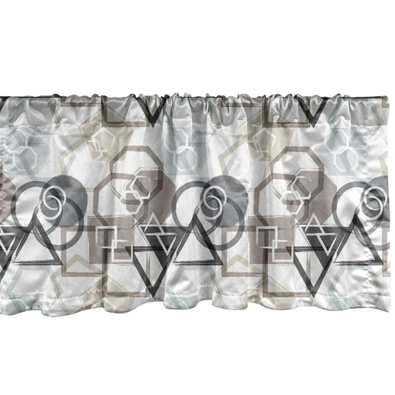Ambesonne Abstract Window Valance, Triangles Squares Plygons, 54" X 18", Grey Black Cocoa