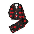 thumbnail image 4 of Gytharion Pajama Sets for Women Cute Heart Print Sleepwear Sets 2 Piece Loungewear Outfits Long Sleeve Button Down Lapel Top and Elastic Waist Pants Soft Comfy Pj Sets with Pockets, 4 of 5