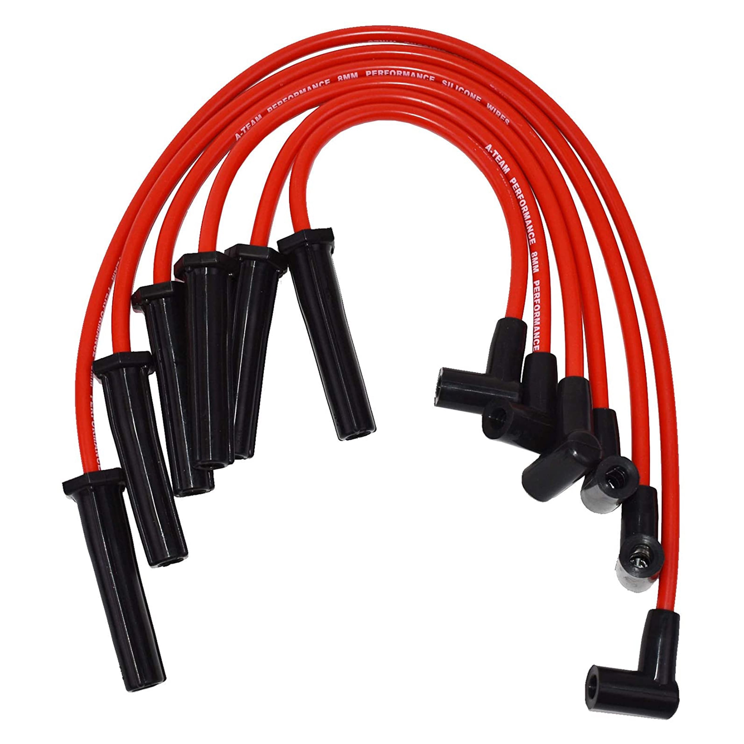 ATeam Performance GMC Chevy 230 250 292 6 Cyl 8.0mm Red Silicone Spark Plug Wires