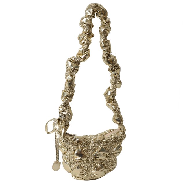 Bolso de hombro Mujer Moda Casual Sólido Abajo Nube Plisado Axilas Bolsos Oro