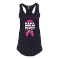 thumbnail image 2 of Wild Bobby, Real Men Wear Pink Breast Cancer Awareness Women Racerback Tank Top, Black, Small, 2 of 7