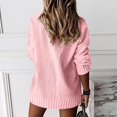 thumbnail image 2 of Womens Fall Winter Oversized Sweater Fashion Pullover V Neck Long Sleeve Loose Solid Knit Jumper Sweaters,Pink S, 2 of 3