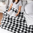 thumbnail image 5 of Black and White Buffalo Plaid Sherpa Throw Blanket for Couch, Plush Checkered Blanket and Throws, Soft Fuzzy Flannel Blanket for Sofa Bed, Warm Cozy Winter Blanket Gift, Checker White, 5 of 7