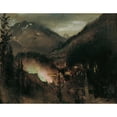 thumbnail image 2 of Anton Romako 24x20 Black Ornate Framed Double Matted Museum Art Print Titled: Wildbad Gastein in the Evening (With Bengalic Lighting) (1877), 2 of 5