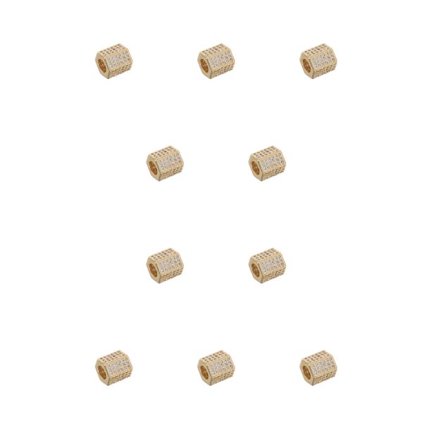 Jumpingount Cuentas de cobre, accesorio hexagonal, dijes de joyería para adultos, espaciador, artesanal para doméstico, oro blanco Hao Blanco Hao Oro 10piezas Jumpingount CBP277602