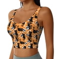 thumbnail image 5 of Sports Bra For Women, Cartoon Black Cat White Skull Sports Bras For Women High Support, Workout Tank Tops Woman With Removable Cups, 5 of 8