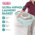 thumbnail image 3 of Sterilite 12 Pack Plastic Laundry Baskets Ultra HipHold 1.25 Bu Contour Rim Handles, Mint, 3 of 8