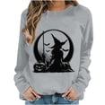 thumbnail image 3 of Jsaierl Womens Halloween Sweatshirts Funny Witch Graphic Pullovers Fall Holiday Round Neck Long Sleeve Sweater Tops Halloween Party Supplies, Sizes S-2XL, 3 of 7