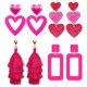 thumbnail image 3 of GOOHOCHY 4 pares de pendientes de corazón, pendientes colgantes para mujer, pendientes de amante, pendientes colgantes rectangulares, 3 of 7