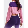 thumbnail image 6 of KelaJuan Women Casual Jacket, Long Sleeve Stand Collar Contrast Color Zipped Workout Jacket Crop Jacket, 6 of 6