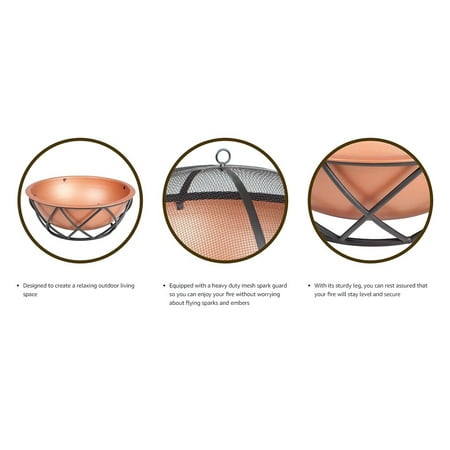 Fire Sense - Barzelonia Round Copper Look Fire Pit - Copper