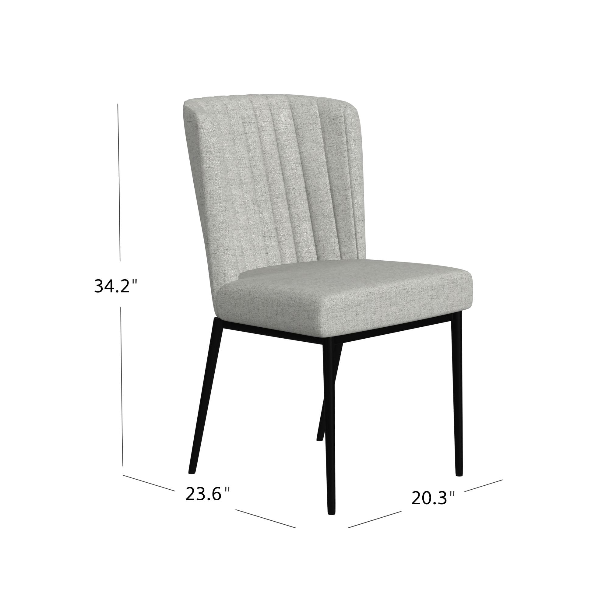 HomePop Channel Back Dining Chair with Metal Legs, Set of 2, Gray