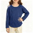 thumbnail image 2 of NEBWOAK Boys Girls Long Sleeve Cotton T-Shirt Blue Crewneck Loose Fit Soft Basic Tee,Size 10 T, 2 of 7