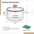 thumbnail image 3 of Glass Cooking Pot with Lid, 1.6 L/54 oz Soup Pot with Handle, High Borosilicate Glass Simmer Pot, Includes Cleaning Brush and Dishcloth, Safe for Stove, Microwave, Refrigerator, 3 of 5