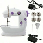 NTGFU Sewing Machine, Portable Mini Multi-Functional Electric Tailoring Machine Hand-Locking Artifact for Beginners, Handheld Sewing Machine with Upgraded(White and Purple)