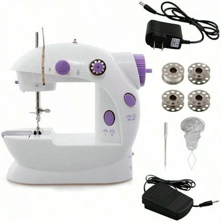 NTGFU Sewing Machine, Portable Mini Multi-Functional Electric Tailoring Machine Hand-Locking Artifact for Beginners, Handheld Sewing Machine with Upgraded(White and Purple)