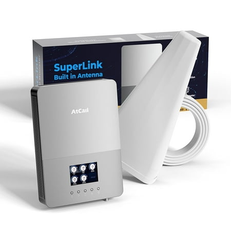 Cell Phone Booster for Home, Up to 6,000 Sq Ft, Band 12/17/13/5/2/25/4/66, Cell Phone Signal Booster with LCD Display 5G Compatible for All U.S. Carriers - Verizon AT&T T-Mobile, FCC Approved