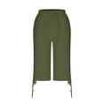 thumbnail image 5 of Seeotter Men's Linen Cotton Capris Cropped Shorts 3/4 Below Knee Relaxed Fit Drawstring Sweat Shorts Summer Beach Yoga Shorts, 5 of 6