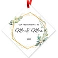 thumbnail image 1 of Soul Décor Our First Christmas As Mr & Mrs 2020, Christmas Decorations Gift Ornaments, Large 3.75" Diamond Metal Ornament, Velvet Pouch Included, 1 of 7