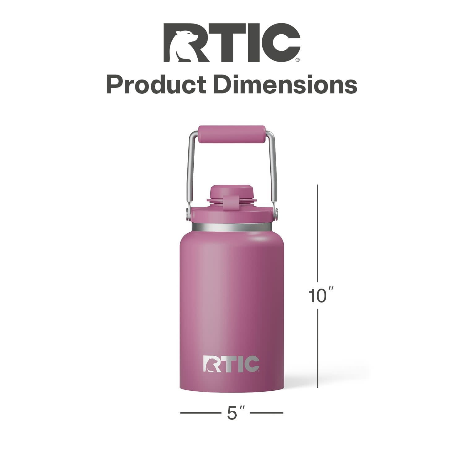 RTIC Half Gallon Ceramic Lined Insulated Water Bottle Jug, Orchid