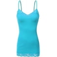 thumbnail image 4 of Bozzolo Women Junior & Plus Adjustable Spaghetti Strap Lace Trim Tunic Tank Top Camisoles, 4 of 5