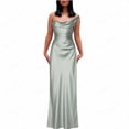 thumbnail image 2 of AHTJRT Women's Satin Off the Shoulder Dress Elegant Ruched Strapless Maxi Dresses Corset Bodycon Formal Party Evening Ball Gown Green S, 2 of 6