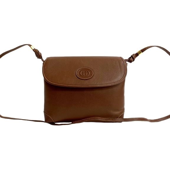 Pre-Owned GUCCI Old Gucci GG logo leather shoulder bag pouch brown 94708 (Good)