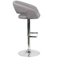 thumbnail image 3 of Contemporary Gray Fabric Adjustable Height Barstool with Rounded Mid-Back and Chrome Base, 3 of 9