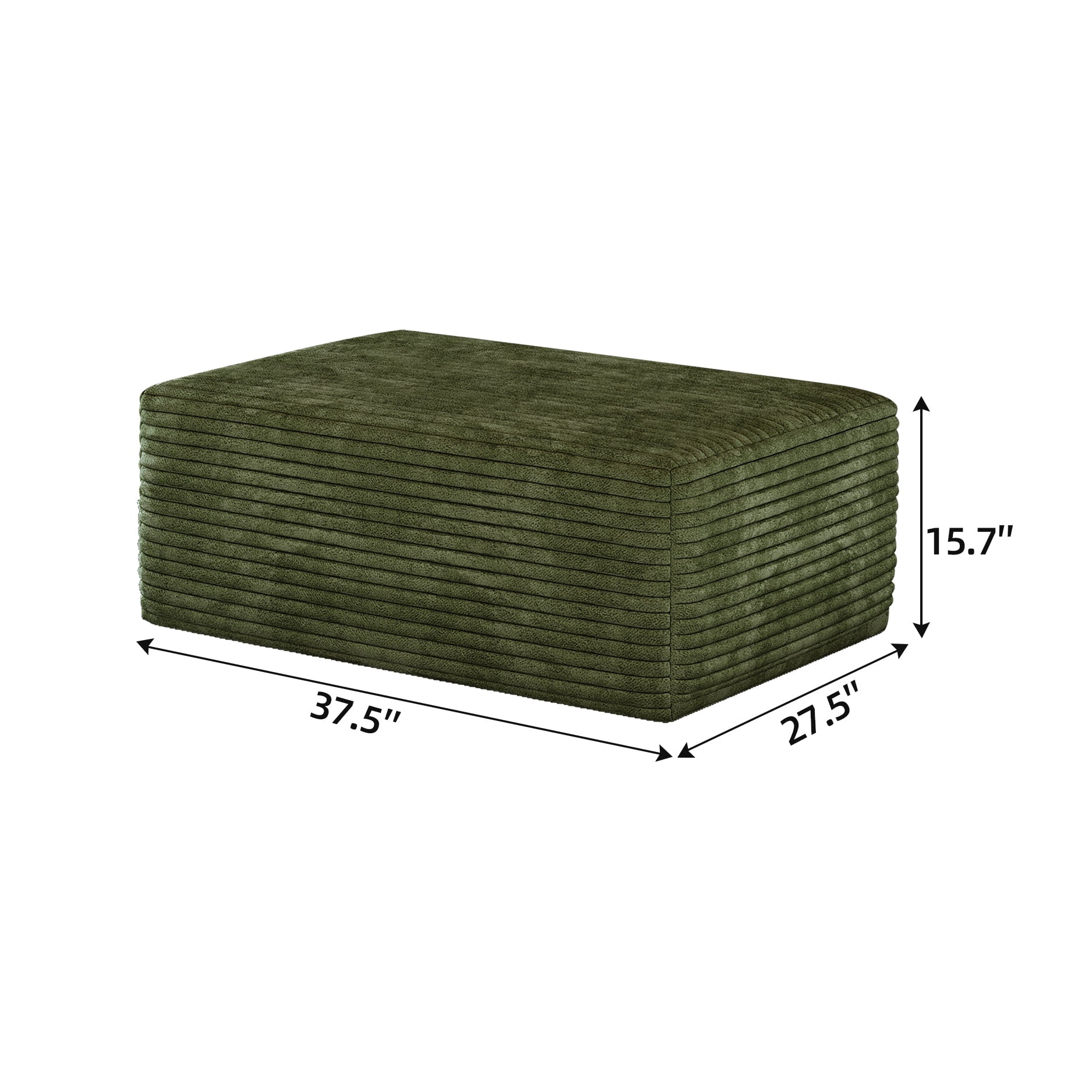 Sailvan Ottoman, Foot Stool Sofa Ottoman for Living Room & Bedroom, No Assembly Required, Plush Corduroy Fabric, Green