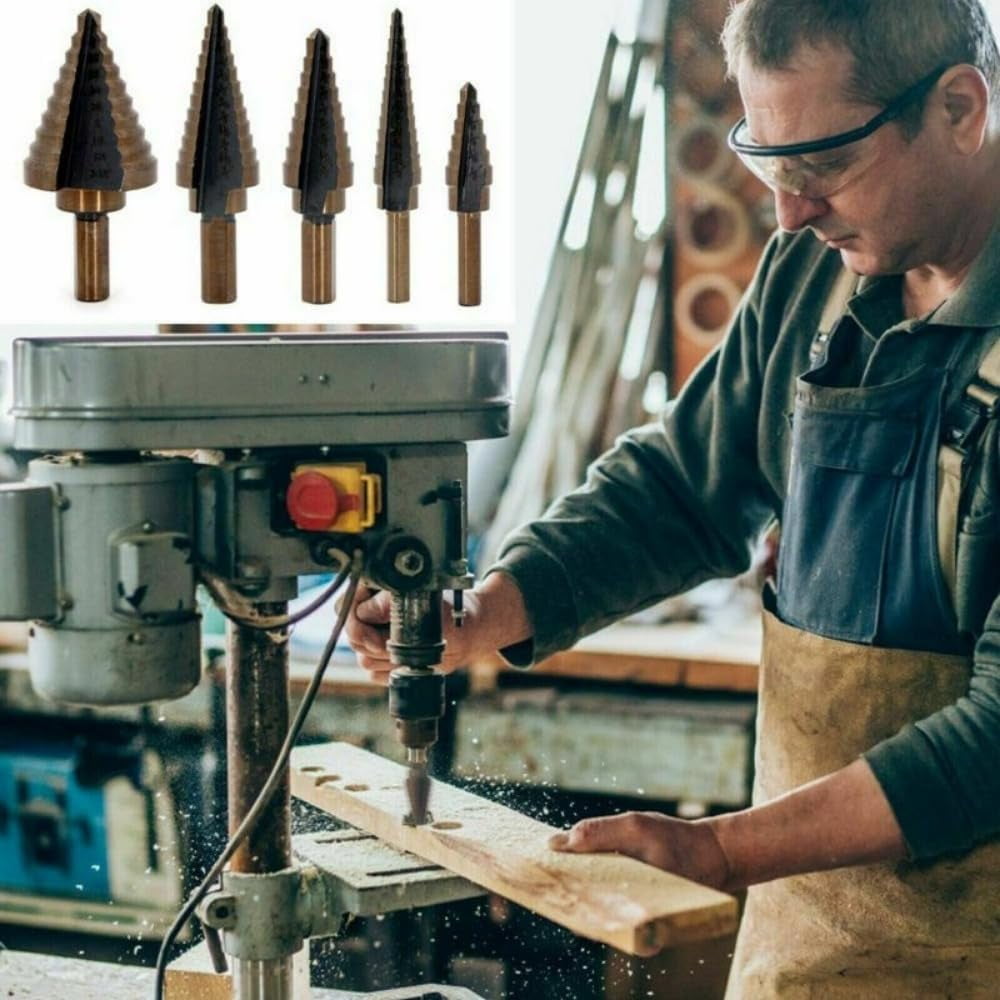 5 Pcs Drill Bits Sets Drill Bit Set For Metal 50 Sizes High Speed Steel Multiple Hole Stepped Up Bits For Steel Brass Wood Plastic DIY Lovers
