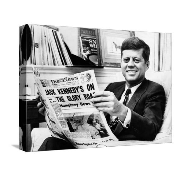 Art.com Sen John Kennedy Becomes the Front-Runner for the 1960 Democratic Presidential Nomination Stretched Canvas Print Wall Art, 16" x 12"