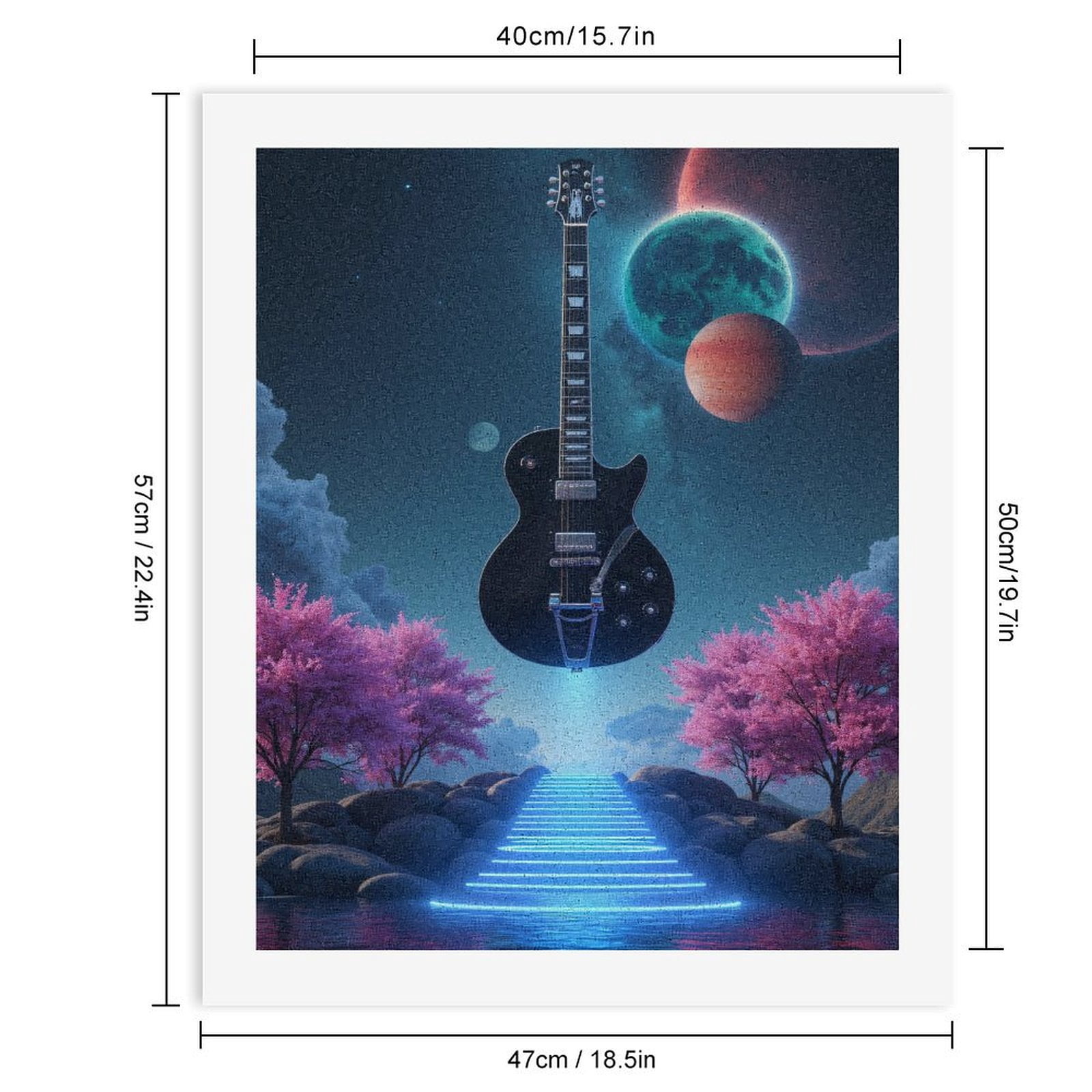 Paint By Numbers Kit for Adults Beginner - DIY Guitar Cosmos Dreamscape Pathway Canvas Painting Kits for Adults, Frameless Paint By Number for Adults for Home Wall Decor 16x20 Inch