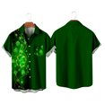 thumbnail image 4 of DPTALR Men's Lapel Pocket St. Patrick's Day Print Short Sleeve Shirt, 4 of 5